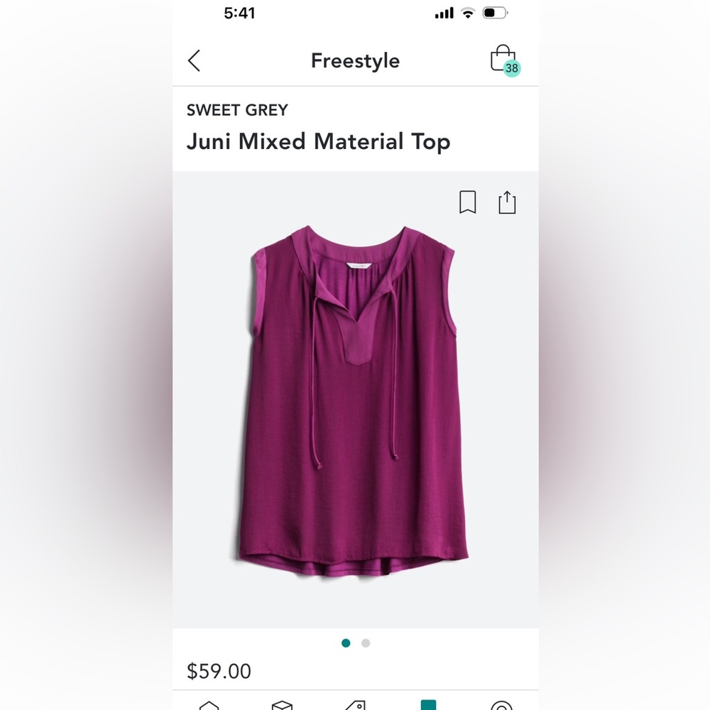 NWT Stitch Fix Sweet Grey Mixed Material Top Sz M